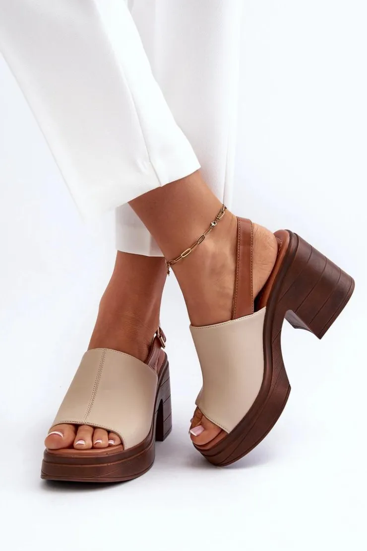 Damskie Buty damskie Vinceza Sandały Damskie Z Eko Skóry Na Masywnym Obcasie I Platformie Beżowe Meeyah