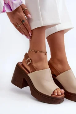 Damskie Buty damskie Vinceza Sandały Damskie Z Eko Skóry Na Masywnym Obcasie I Platformie Beżowe Meeyah