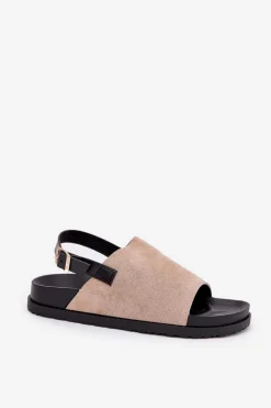 Outlet Boto Sandały Damskie Z Eko Zamszu Na Platformie Beżowe Migola