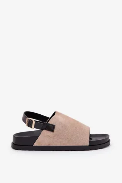 Outlet Boto Sandały Damskie Z Eko Zamszu Na Platformie Beżowe Migola