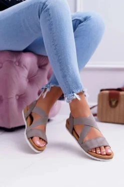 Damskie Boto Sandały Damskie Z Gumkami Khaki Itako