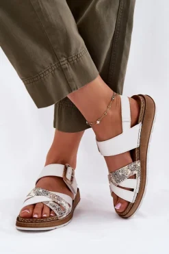 Damskie INBLU Sandały Damskie Z Klamrą GS000056 Białe