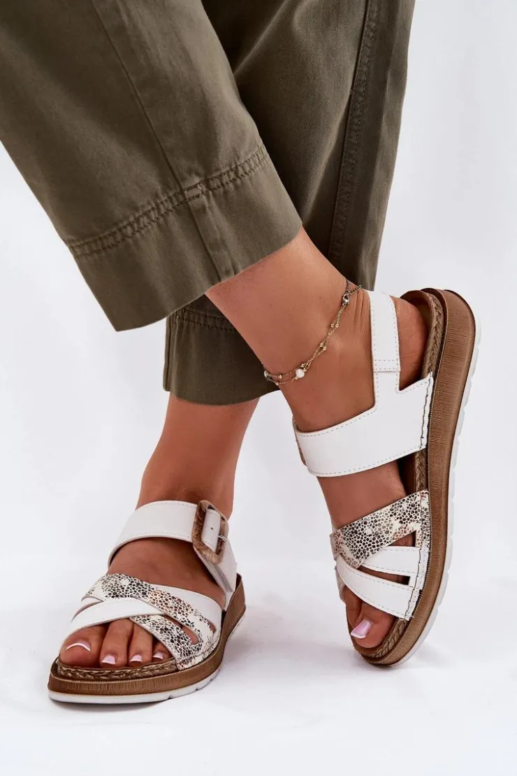 Damskie INBLU Sandały Damskie Z Klamrą GS000056 Białe