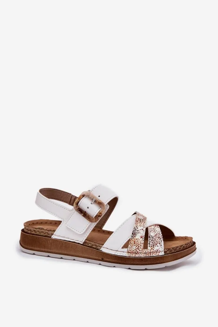 Damskie INBLU Sandały Damskie Z Klamrą GS000056 Białe