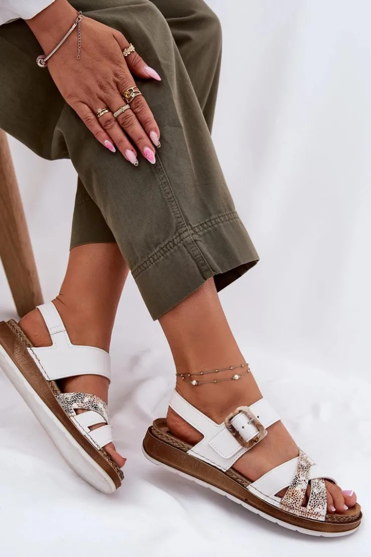 Damskie INBLU Sandały Damskie Z Klamrą GS000056 Białe