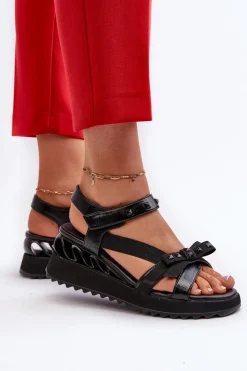 Damskie Damskie buty S.Barski Sandały Damskie Z Kokardką D&A CR956 Czarne