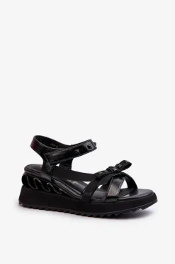 Damskie Damskie buty S.Barski Sandały Damskie Z Kokardką D&A CR956 Czarne