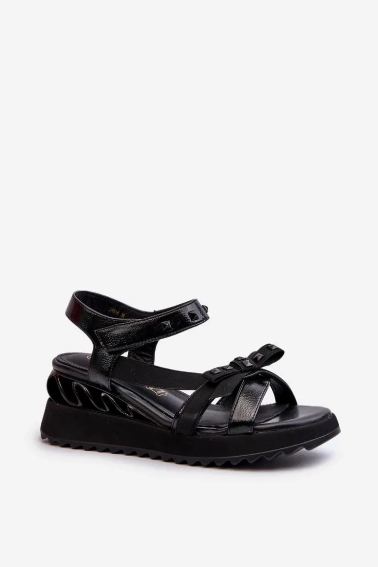 Damskie Damskie buty S.Barski Sandały Damskie Z Kokardką D&A CR956 Czarne