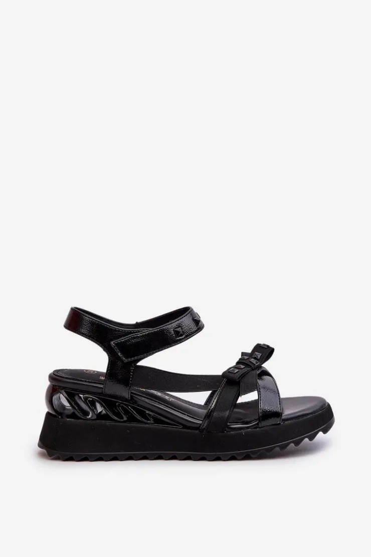 Damskie Damskie buty S.Barski Sandały Damskie Z Kokardką D&A CR956 Czarne