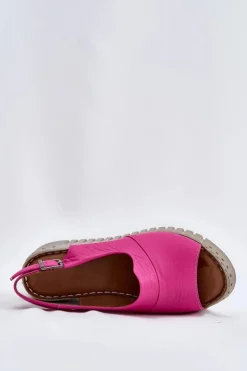 Artiker Sandały Na Koturnie*Sandały Damskie Z Naturalnej Skóry Na Koturnie 54C0789 Fuksja