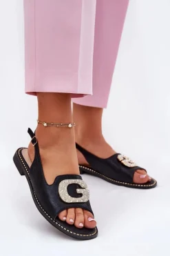 Damskie Damskie buty S.Barski Sandały Damskie Z Ozdobnym Detalem S.Barski KV51-081 Czarne