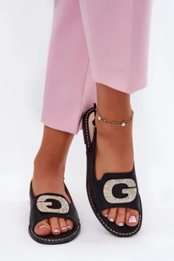 Damskie Damskie buty S.Barski Sandały Damskie Z Ozdobnym Detalem S.Barski KV51-081 Czarne