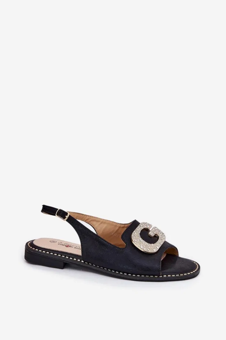 Damskie Damskie buty S.Barski Sandały Damskie Z Ozdobnym Detalem S.Barski KV51-081 Czarne