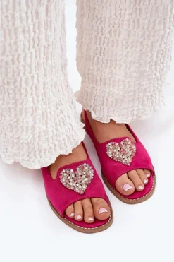 Damskie Damskie buty S.Barski Sandały Damskie Z Ozdobnym Sercem S.Barski KV27-018 Fuksja