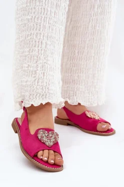 Damskie Damskie buty S.Barski Sandały Damskie Z Ozdobnym Sercem S.Barski KV27-018 Fuksja