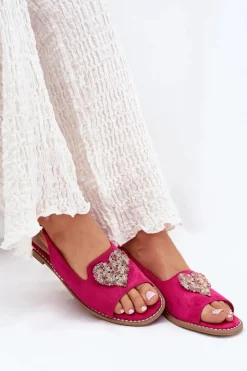 Damskie Damskie buty S.Barski Sandały Damskie Z Ozdobnym Sercem S.Barski KV27-018 Fuksja