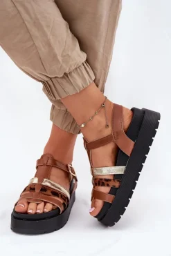 Discount Boto Sandały Damskie Z Paskami Na Platformie Camel Gallari