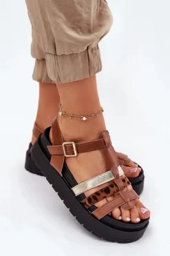 Discount Boto Sandały Damskie Z Paskami Na Platformie Camel Gallari