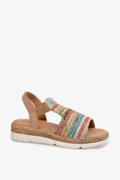 Evento Sandały Na Koturnie|Sandały Płaskie*Sandały Damskie Z Plecionką Multikolor Jelana Wielokolorowy