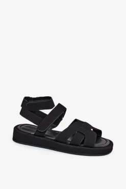 Online Boto Sandały Damskie Z Rzepami Czarne Uvissa Czarny