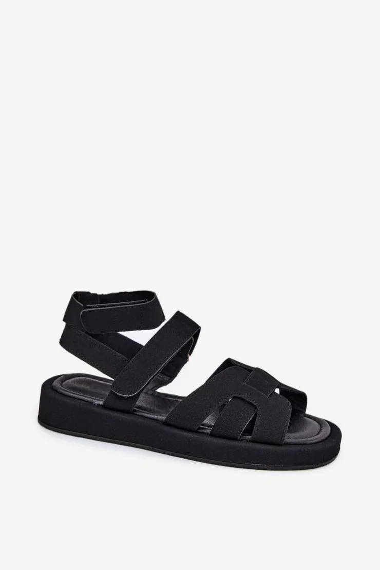 Online Boto Sandały Damskie Z Rzepami Czarne Uvissa Czarny