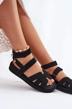 Online Boto Sandały Damskie Z Rzepami Czarne Uvissa Czarny