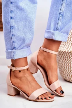 Sale Boto Sandały Damskie Zamszowe Beżowe Oh Baby!