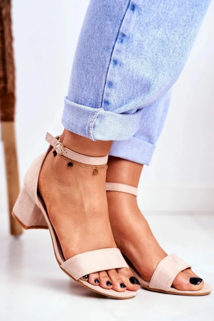 Sale Boto Sandały Damskie Zamszowe Beżowe Oh Baby!