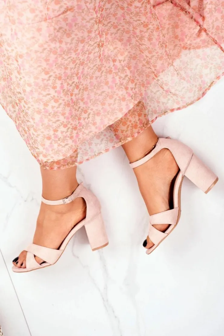 Boto Sandały Na Obcasie*Sandały Damskie Zamszowe Beżowe Lady Milion