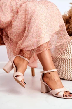 Boto Sandały Na Obcasie*Sandały Damskie Zamszowe Beżowe Lady Milion