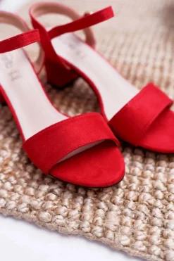 Boto Sandały Na Obcasie*Sandały Damskie Zamszowe Czerwone Galisa