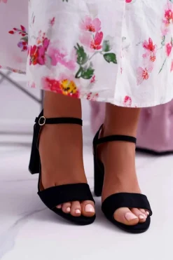 Sale Boto Sandały Damskie Zamszowe Czarne Baloo