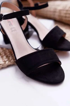 Boto Sandały Na Obcasie*Sandały Damskie Zamszowe Czarne Galisa