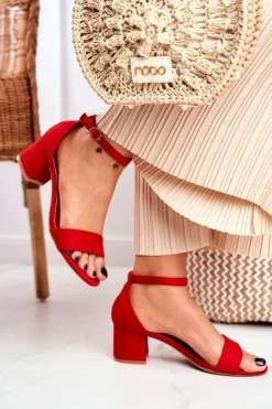 Damskie Boto Sandały Damskie Zamszowe Czerwone Oh Baby!