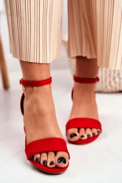 Damskie Boto Sandały Damskie Zamszowe Czerwone Oh Baby!