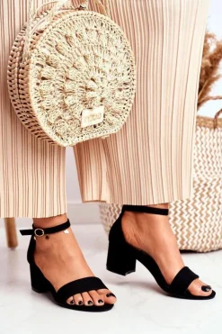 Boto Sandały Na Obcasie*Sandały Damskie Zamszowe Czarne Oh Baby!