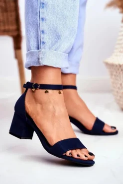 New Boto Sandały Damskie Zamszowe Granatowe Oh Baby!