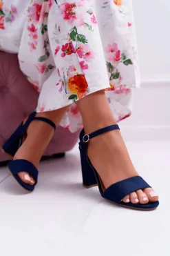 Sale Boto Sandały Damskie Zamszowe Granatowe Baloo