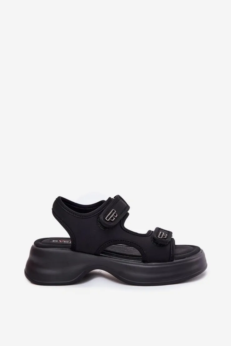 Damskie Evento Sandały Damskie Ze Złotymi Detalami Czarne Luvira