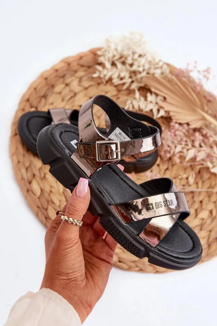 Hot Big Star Shoes Sandały Dziewczęce Big Star NN374264 Czarne Czarny