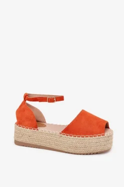 Boto Sandały Płaskie|Espadryle Na Platformie*Sandały Espadryle Damskie Na Platformie Z Plecionką Pomarańczowe Selise Pomarańczowy