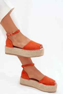 Boto Sandały Płaskie|Espadryle Na Platformie*Sandały Espadryle Damskie Na Platformie Z Plecionką Pomarańczowe Selise Pomarańczowy