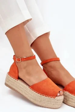 Boto Sandały Płaskie|Espadryle Na Platformie*Sandały Espadryle Damskie Na Platformie Z Plecionką Pomarańczowe Selise Pomarańczowy