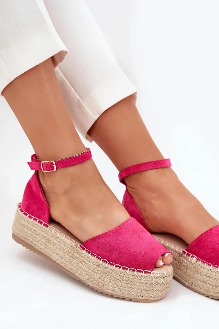 Online Boto Sandały Espadryle Damskie Na Platformie Z Plecionką Fuksja Selise Różowy