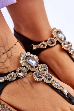 Damskie Boto Sandały Japonki Na Korkowej Platformie Czarne Naomi