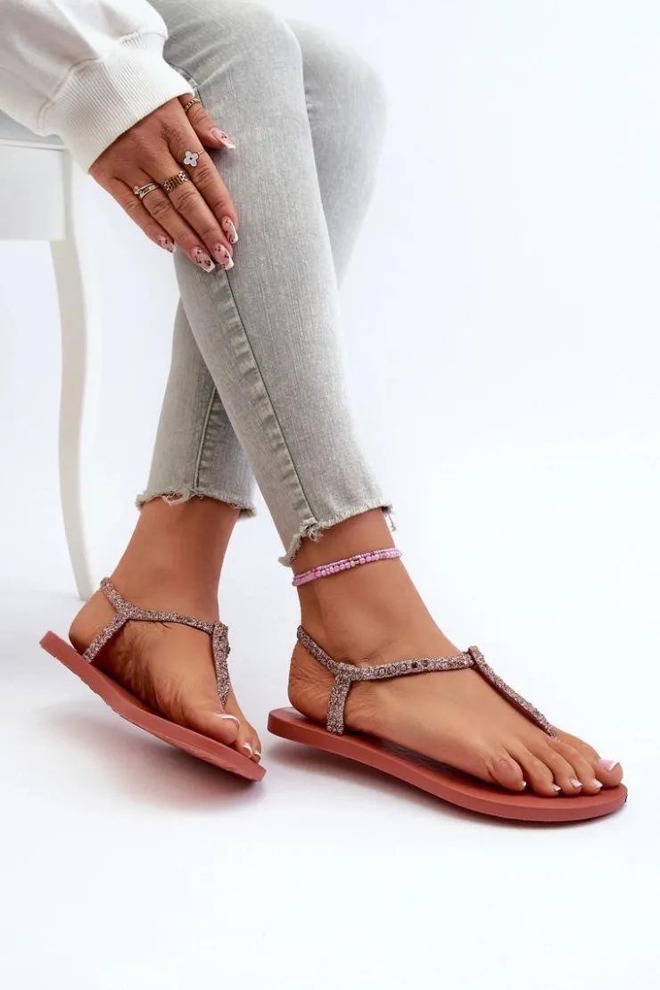 Ipanema Sandały Japonki Z Brokatem Damskie 26914 Class Brilha Fem Koralowe Różowy