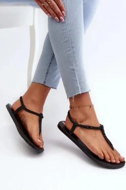 Outlet Ipanema Sandały Japonki Z Brokatem Damskie 26914 Class Brilha Fem Czarne