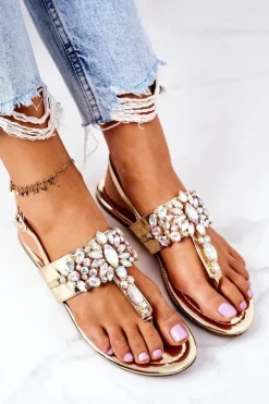 Sale Boto Sandały Japonki Z Kryształami Lu Boo Złote