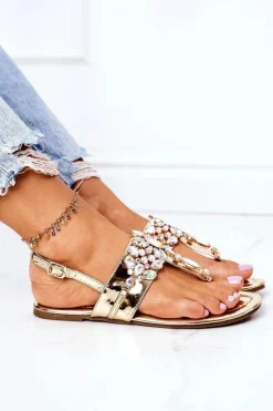Sale Boto Sandały Japonki Z Kryształami Lu Boo Złote