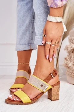 Online Evento Sandały Na Korkowym Słupku Żółte Emmy